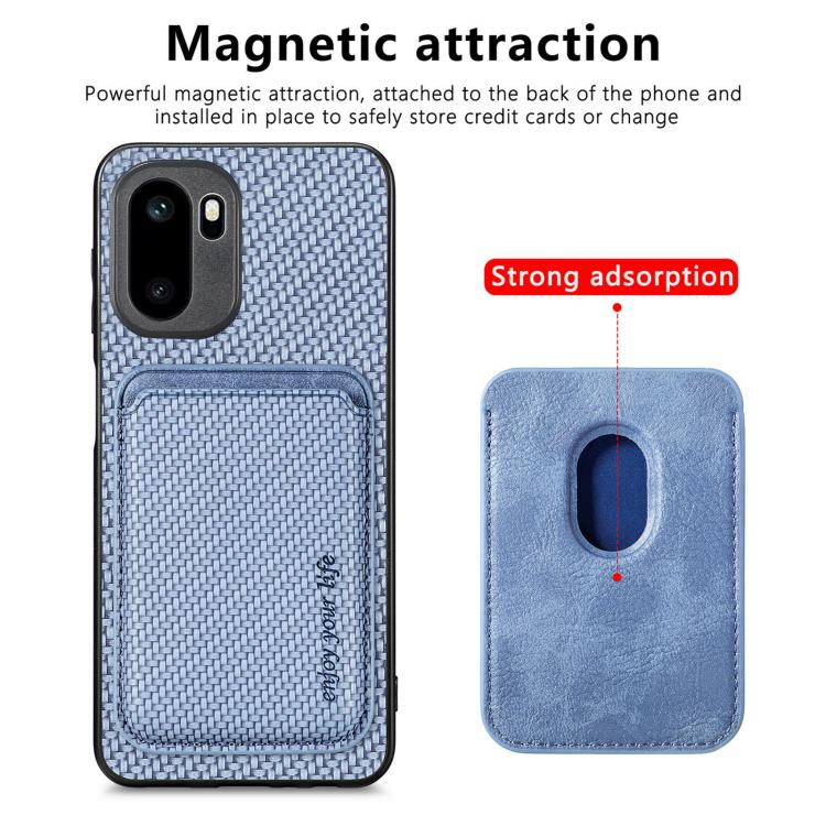 For OnePlus Ace 6 / 6T / 15R Carbon Fiber Leather Card Magsafe Phone Case