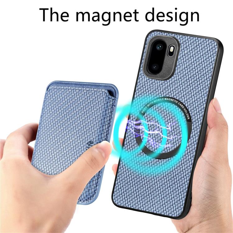 For OnePlus Ace 6 / 6T / 15R Carbon Fiber Leather Card Magsafe Phone Case