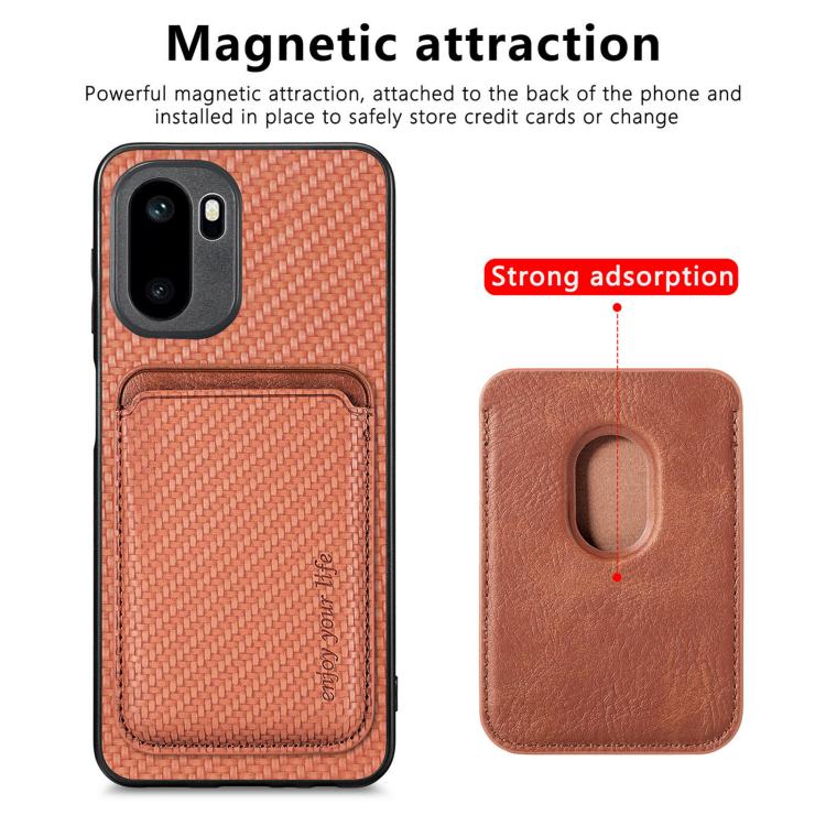 For OnePlus Ace 6 / 6T / 15R Carbon Fiber Leather Card Magsafe Phone Case