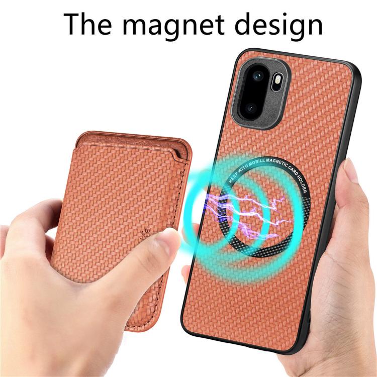 For OnePlus Ace 6 / 6T / 15R Carbon Fiber Leather Card Magsafe Phone Case