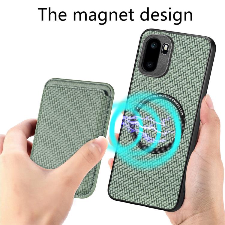 For OnePlus Ace 6 / 6T / 15R Carbon Fiber Leather Card Magsafe Phone Case