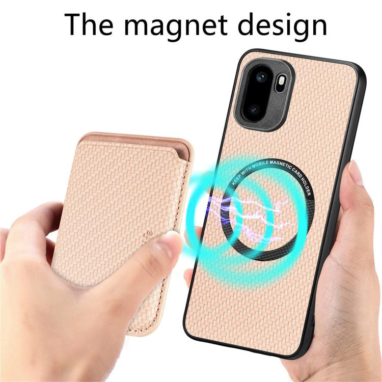 For OnePlus Ace 6 / 6T / 15R Carbon Fiber Leather Card Magsafe Phone Case