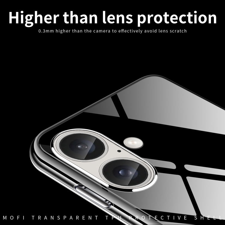 For iPhone 16 MOFI Ming Series Ultra-thin TPU Phone Case - Transparent
