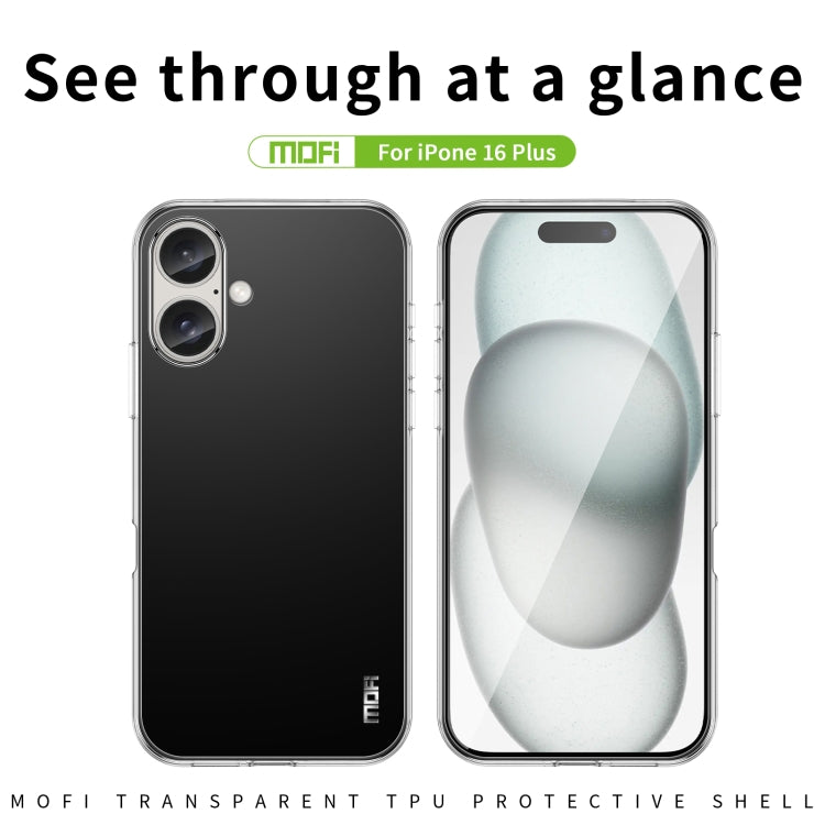 For iPhone 16 Plus MOFI Ming Series Ultra-thin TPU Phone Case - Transparent