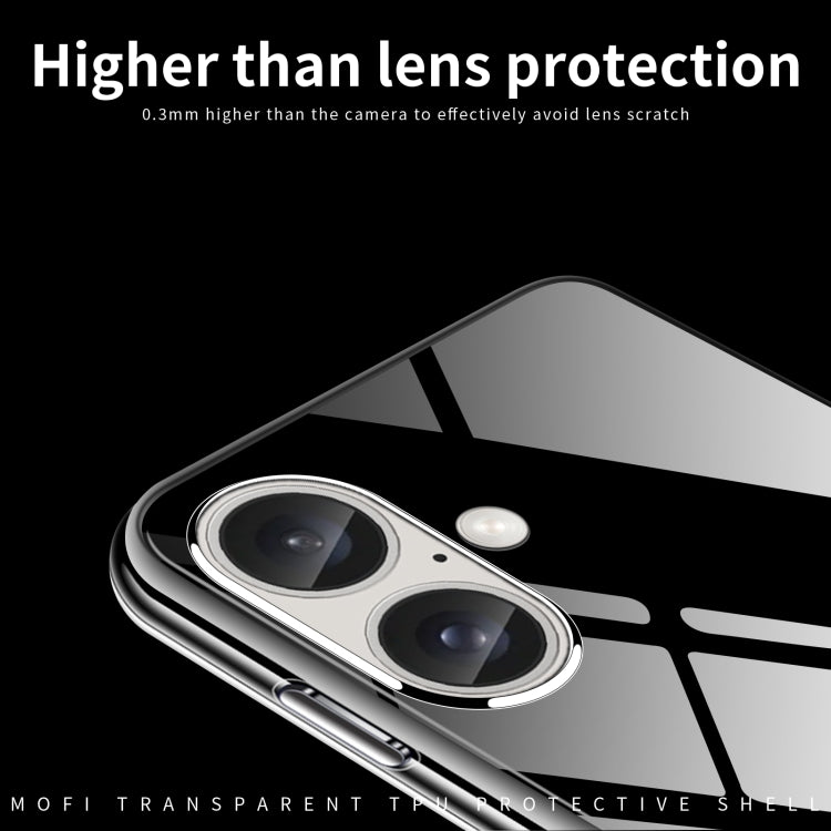 For iPhone 16 Plus MOFI Ming Series Ultra-thin TPU Phone Case - Transparent