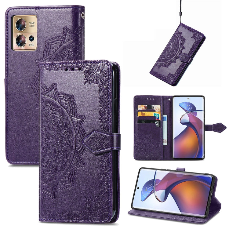 For Motorola Moto Edge 30 Fusion Mandala Flower Embossed Leather Phone Case