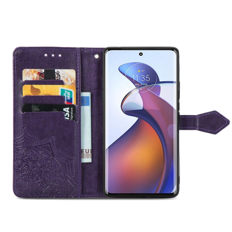 For Motorola Moto Edge 30 Fusion Mandala Flower Embossed Leather Phone Case