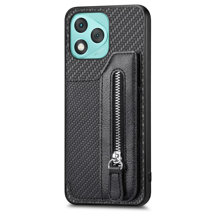 For Honor 400 Lite Global Carbon Fiber Horizontal Flip Zipper Wallet Phone Case