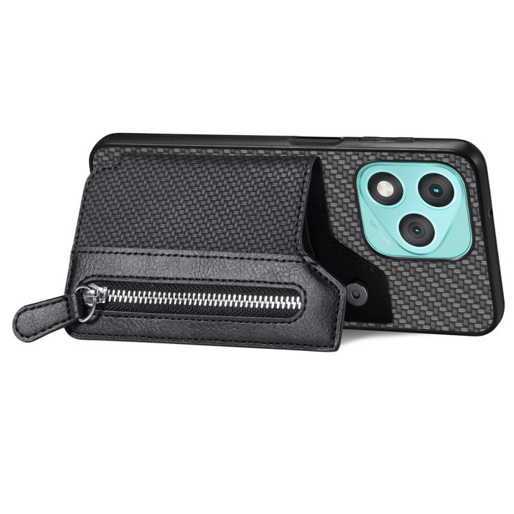 For Honor 400 Lite Global Carbon Fiber Horizontal Flip Zipper Wallet Phone Case
