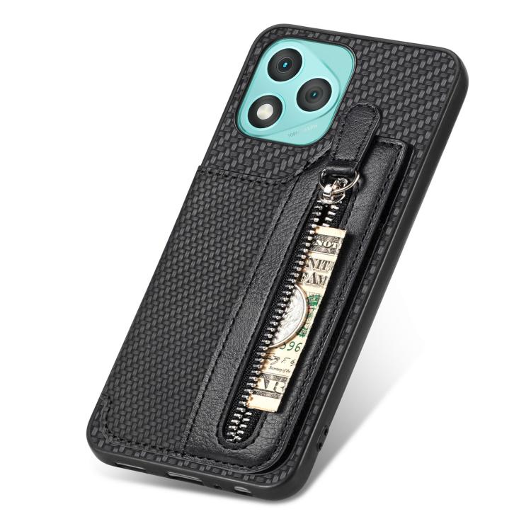 For Honor 400 Lite Global Carbon Fiber Horizontal Flip Zipper Wallet Phone Case