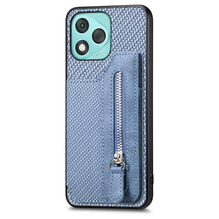 For Honor 400 Lite Global Carbon Fiber Horizontal Flip Zipper Wallet Phone Case