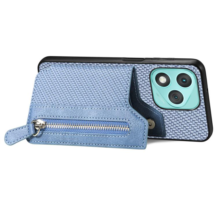 For Honor 400 Lite Global Carbon Fiber Horizontal Flip Zipper Wallet Phone Case