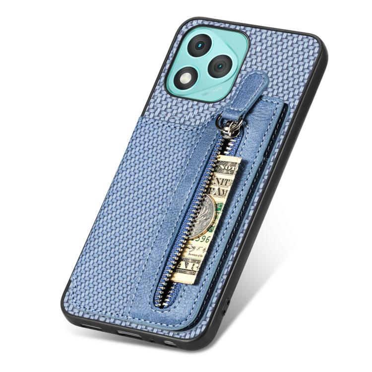 For Honor 400 Lite Global Carbon Fiber Horizontal Flip Zipper Wallet Phone Case