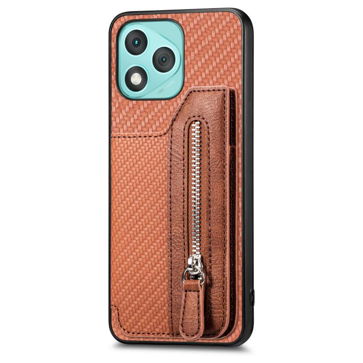 For Honor 400 Lite Global Carbon Fiber Horizontal Flip Zipper Wallet Phone Case