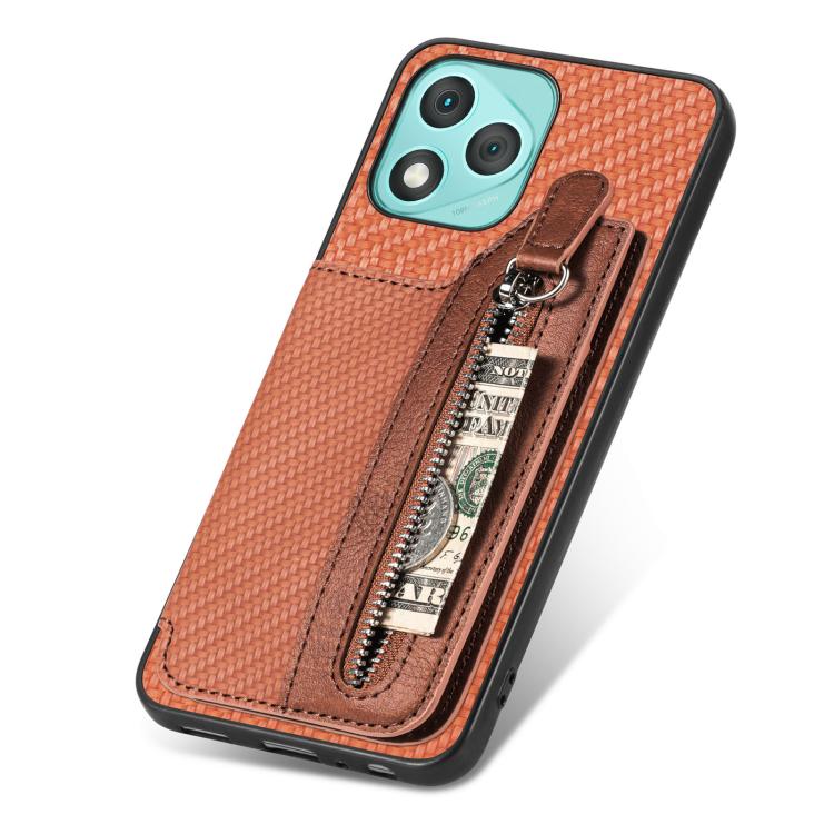 For Honor 400 Lite Global Carbon Fiber Horizontal Flip Zipper Wallet Phone Case