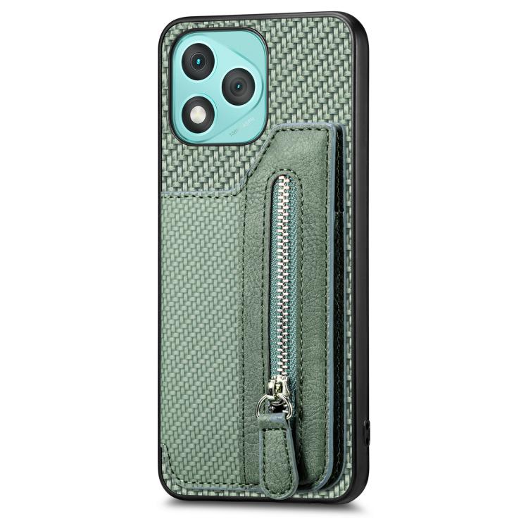 For Honor 400 Lite Global Carbon Fiber Horizontal Flip Zipper Wallet Phone Case