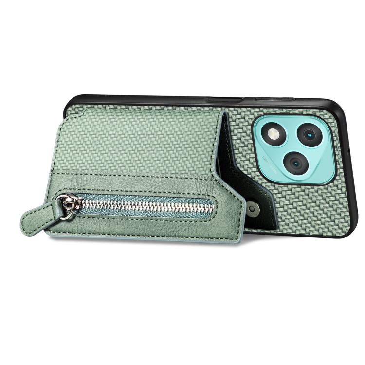 For Honor 400 Lite Global Carbon Fiber Horizontal Flip Zipper Wallet Phone Case