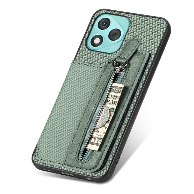 For Honor 400 Lite Global Carbon Fiber Horizontal Flip Zipper Wallet Phone Case