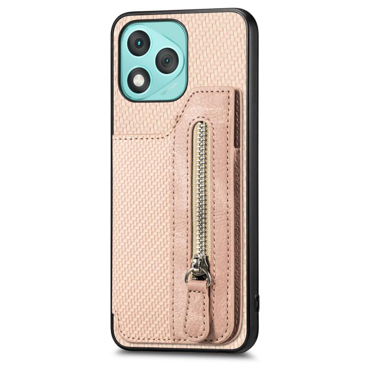 For Honor 400 Lite Global Carbon Fiber Horizontal Flip Zipper Wallet Phone Case