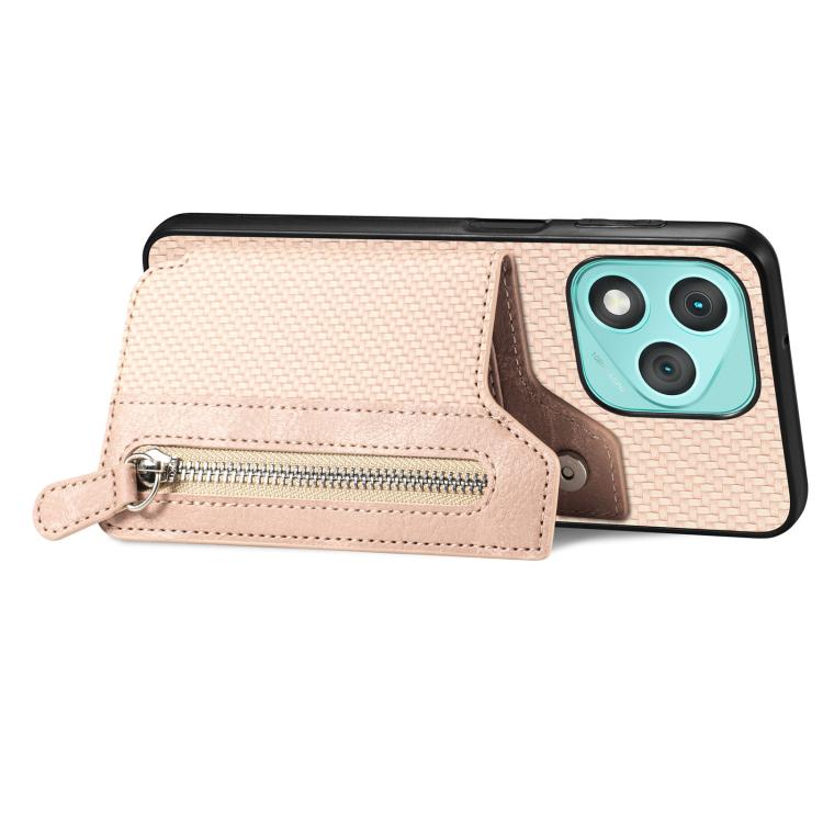 For Honor 400 Lite Global Carbon Fiber Horizontal Flip Zipper Wallet Phone Case