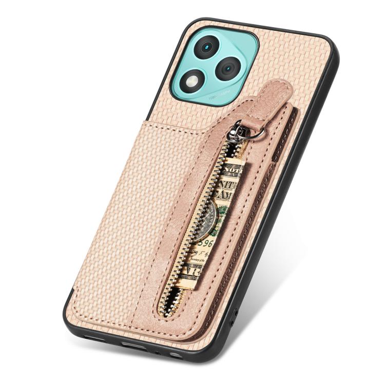 For Honor 400 Lite Global Carbon Fiber Horizontal Flip Zipper Wallet Phone Case