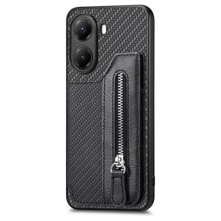 For Redmi Turbo 4 Carbon Fiber Horizontal Flip Zipper Wallet Phone Case