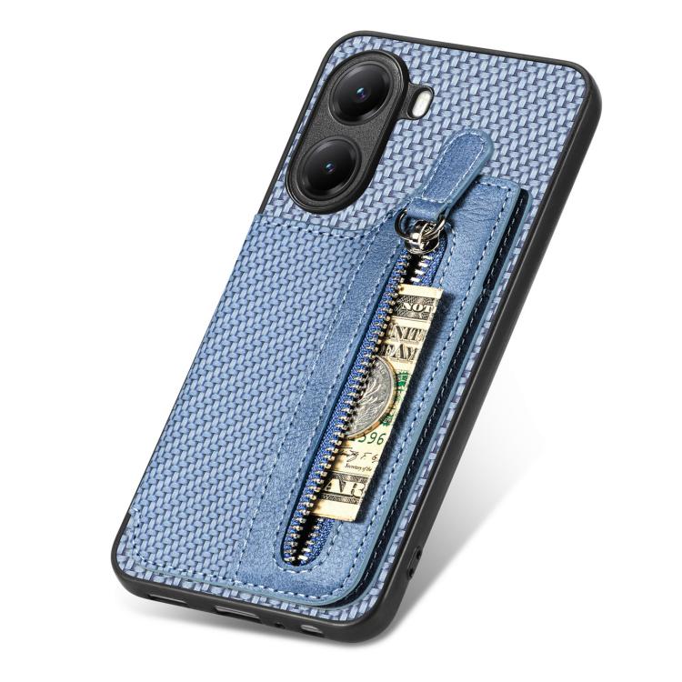 For Redmi Turbo 4 Carbon Fiber Horizontal Flip Zipper Wallet Phone Case