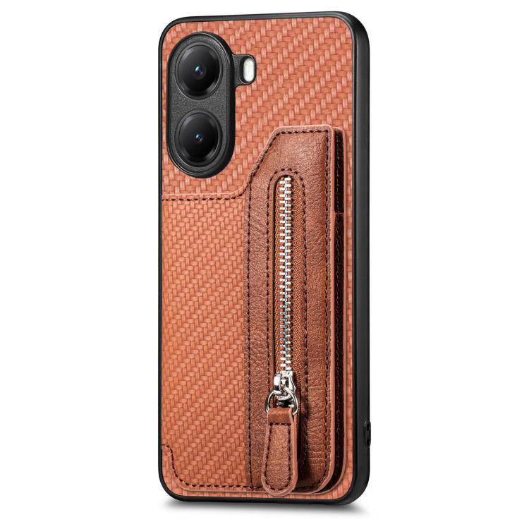 For Redmi Turbo 4 Carbon Fiber Horizontal Flip Zipper Wallet Phone Case