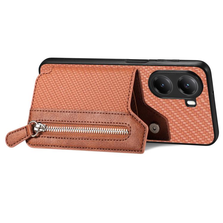 For Redmi Turbo 4 Carbon Fiber Horizontal Flip Zipper Wallet Phone Case