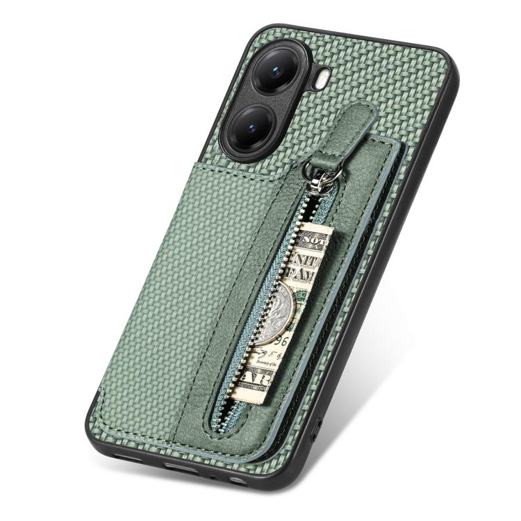 For Redmi Turbo 4 Carbon Fiber Horizontal Flip Zipper Wallet Phone Case