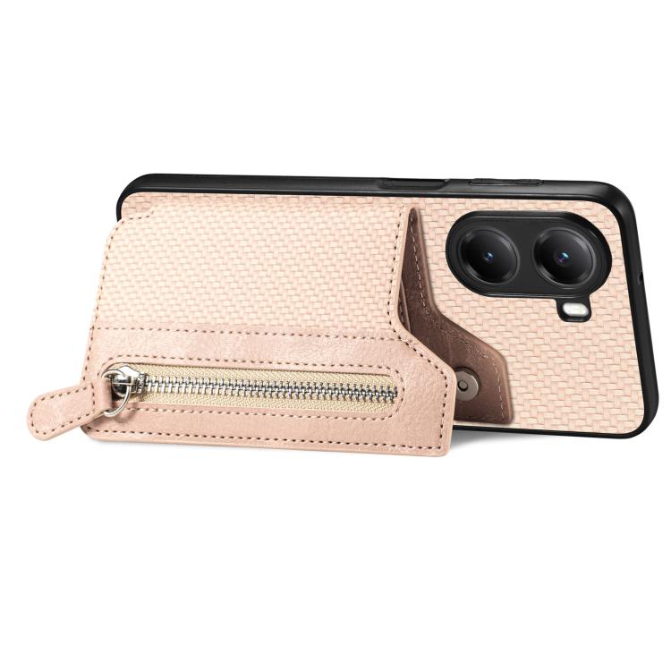 For Redmi Turbo 4 Carbon Fiber Horizontal Flip Zipper Wallet Phone Case