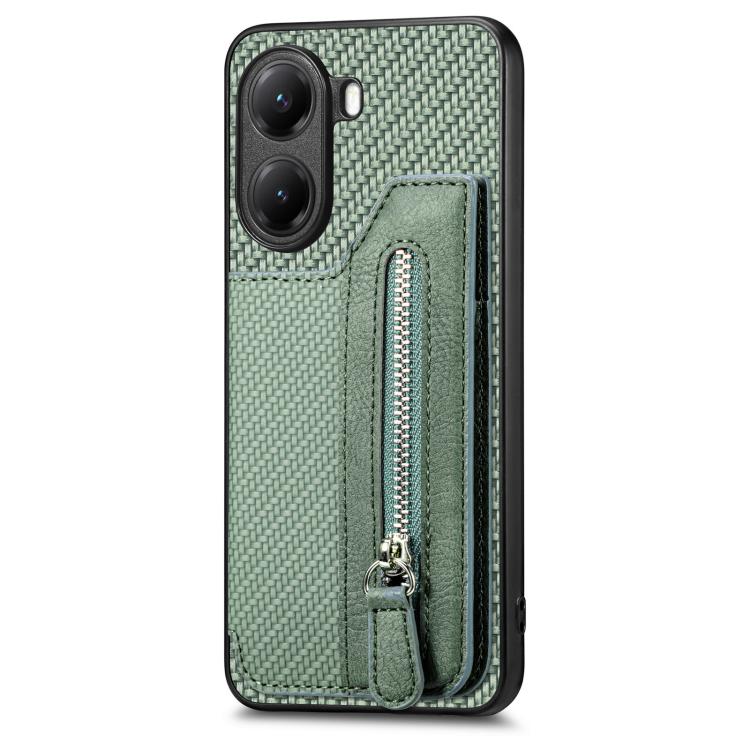 For Xiaomi Poco X7 Pro Carbon Fiber Horizontal Flip Zipper Wallet Phone Case