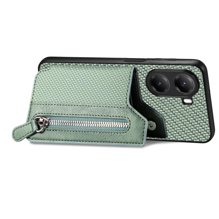 For Xiaomi Poco X7 Pro Carbon Fiber Horizontal Flip Zipper Wallet Phone Case