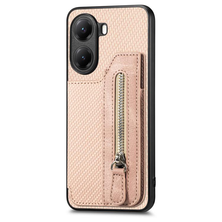 For Xiaomi Poco X7 Pro Carbon Fiber Horizontal Flip Zipper Wallet Phone Case