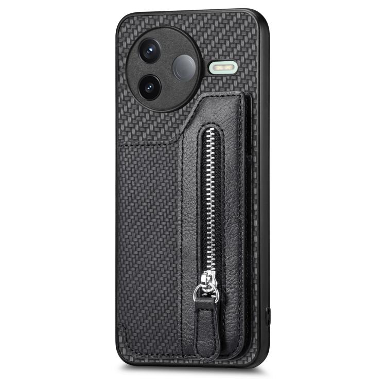 For Redmi K80 / Poco F7 Pro Carbon Fiber Horizontal Flip Zipper Wallet Phone Case