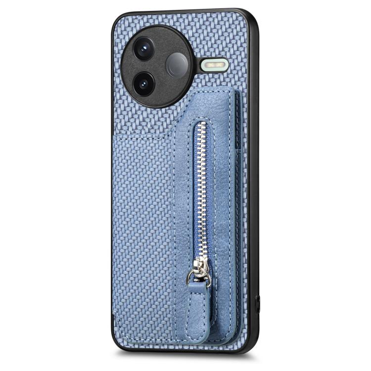For Redmi K80 / Poco F7 Pro Carbon Fiber Horizontal Flip Zipper Wallet Phone Case