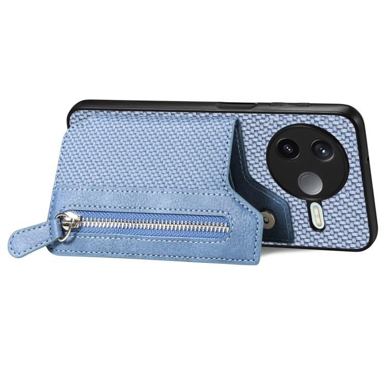 For Redmi K80 / Poco F7 Pro Carbon Fiber Horizontal Flip Zipper Wallet Phone Case