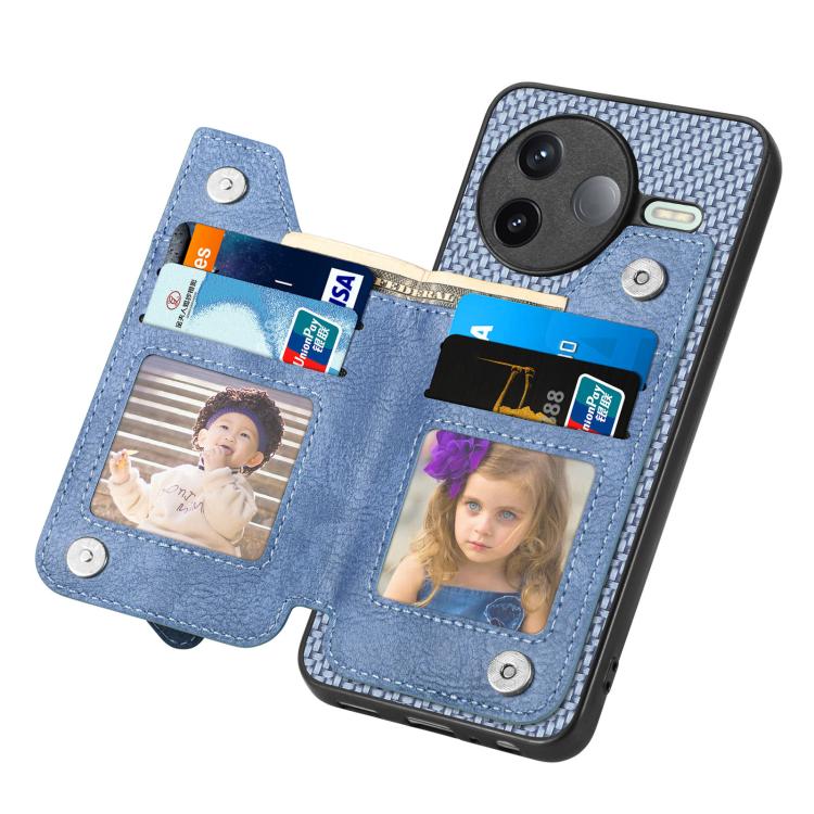 For Redmi K80 / Poco F7 Pro Carbon Fiber Horizontal Flip Zipper Wallet Phone Case