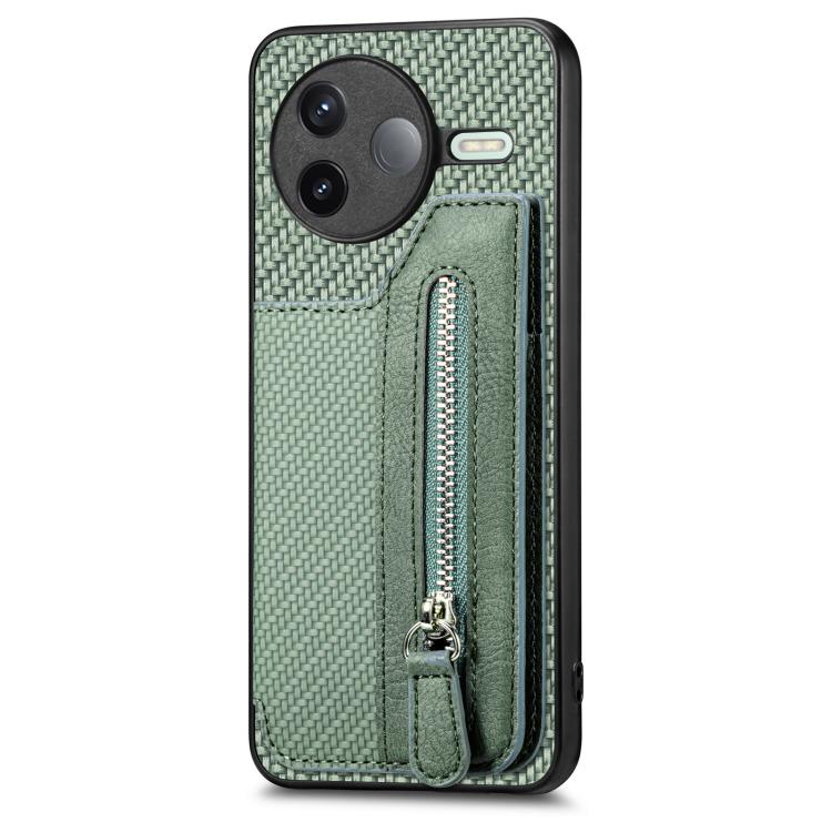 For Redmi K80 / Poco F7 Pro Carbon Fiber Horizontal Flip Zipper Wallet Phone Case