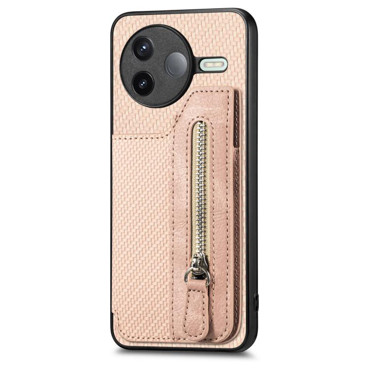 For Redmi K80 / Poco F7 Pro Carbon Fiber Horizontal Flip Zipper Wallet Phone Case