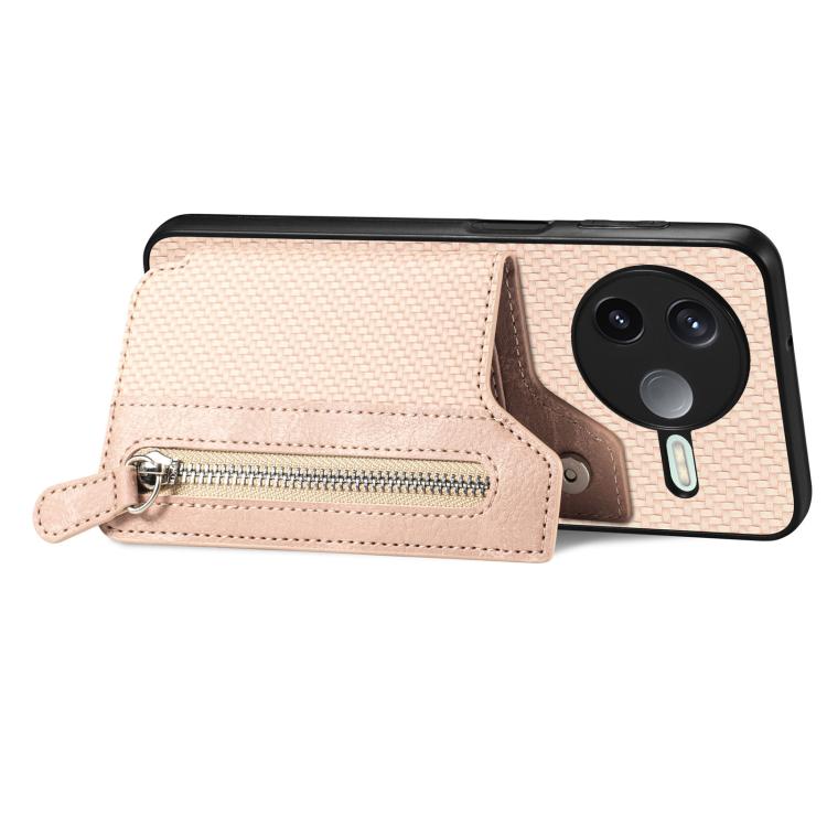 For Redmi K80 / Poco F7 Pro Carbon Fiber Horizontal Flip Zipper Wallet Phone Case