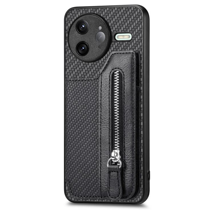 For Redmi K80 Pro / Poco F7 Ultra Carbon Fiber Horizontal Flip Zipper Wallet Phone Case