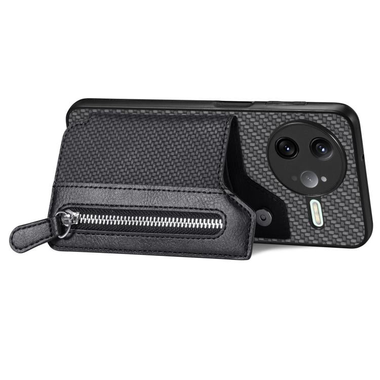 For Redmi K80 Pro / Poco F7 Ultra Carbon Fiber Horizontal Flip Zipper Wallet Phone Case