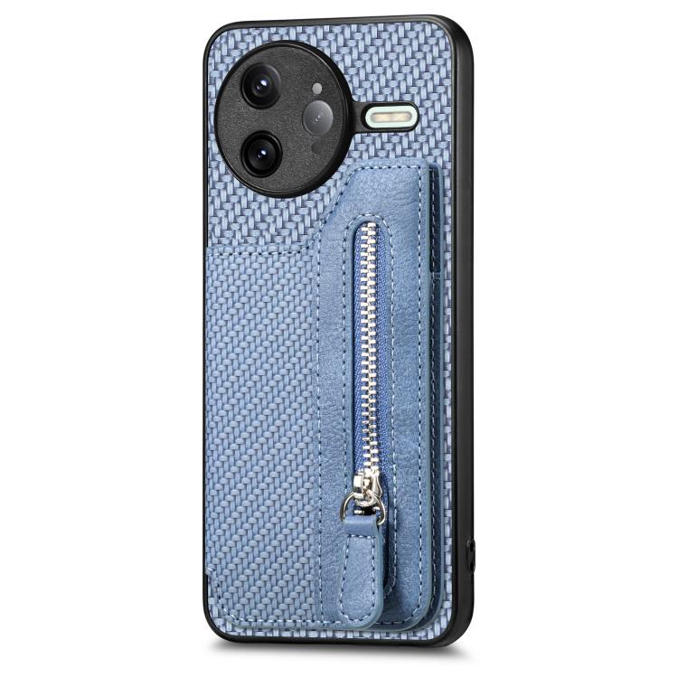 For Redmi K80 Pro / Poco F7 Ultra Carbon Fiber Horizontal Flip Zipper Wallet Phone Case