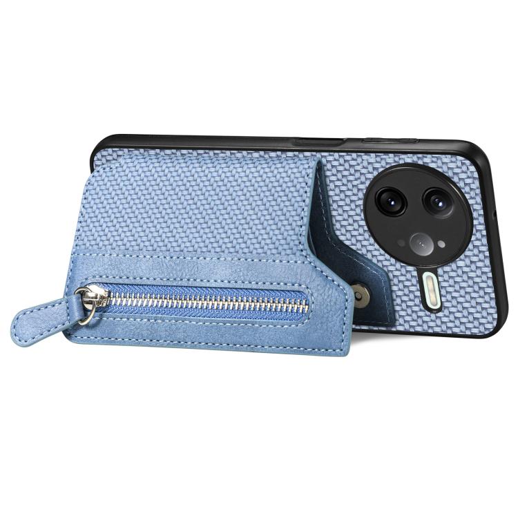 For Redmi K80 Pro / Poco F7 Ultra Carbon Fiber Horizontal Flip Zipper Wallet Phone Case