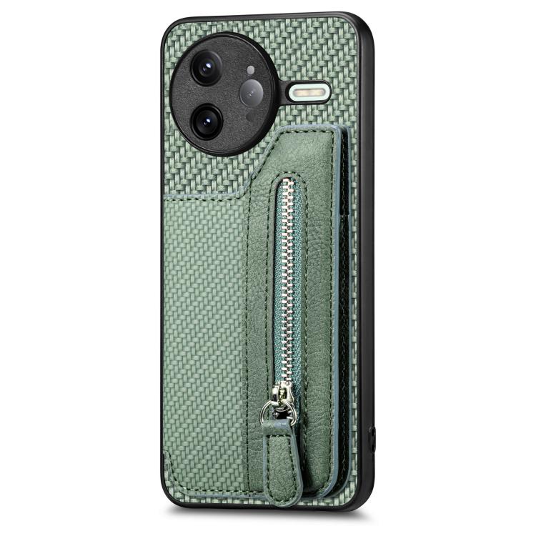 For Redmi K80 Pro / Poco F7 Ultra Carbon Fiber Horizontal Flip Zipper Wallet Phone Case