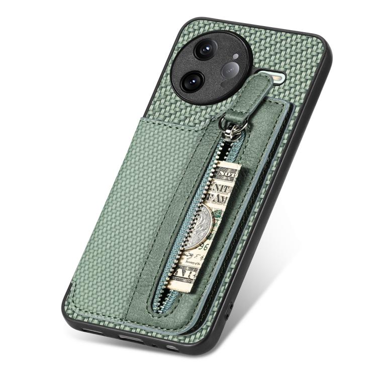 For Redmi K80 Pro / Poco F7 Ultra Carbon Fiber Horizontal Flip Zipper Wallet Phone Case