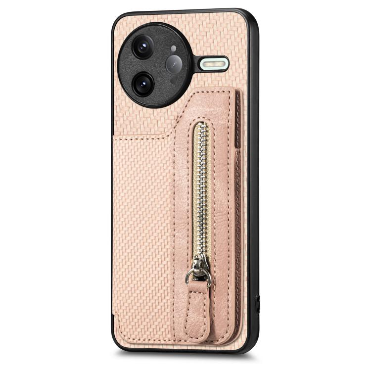 For Redmi K80 Pro / Poco F7 Ultra Carbon Fiber Horizontal Flip Zipper Wallet Phone Case