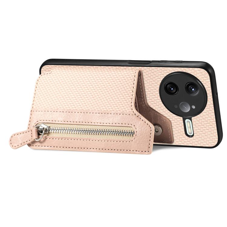 For Redmi K80 Pro / Poco F7 Ultra Carbon Fiber Horizontal Flip Zipper Wallet Phone Case