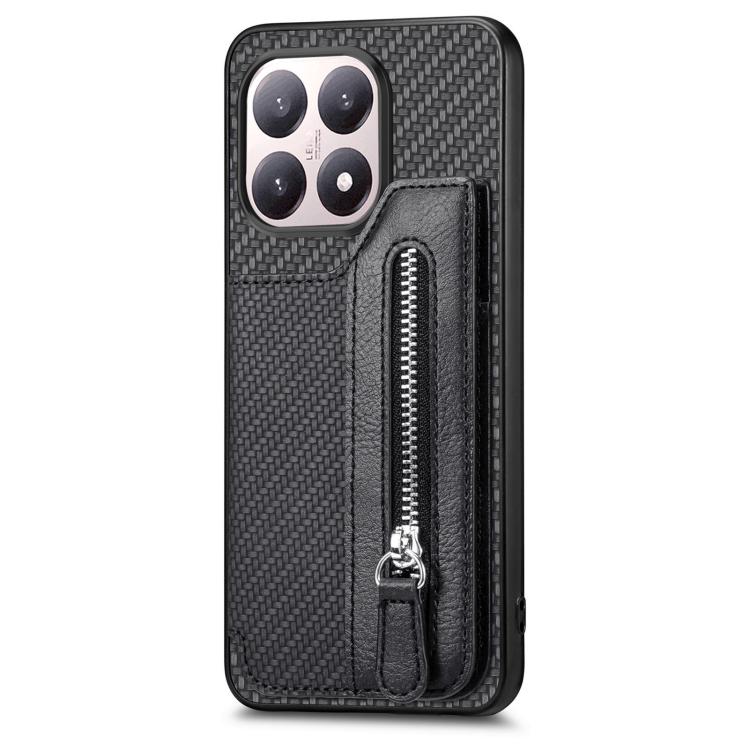 For Xiaomi 15T Carbon Fiber Horizontal Flip Zipper Wallet Phone Case